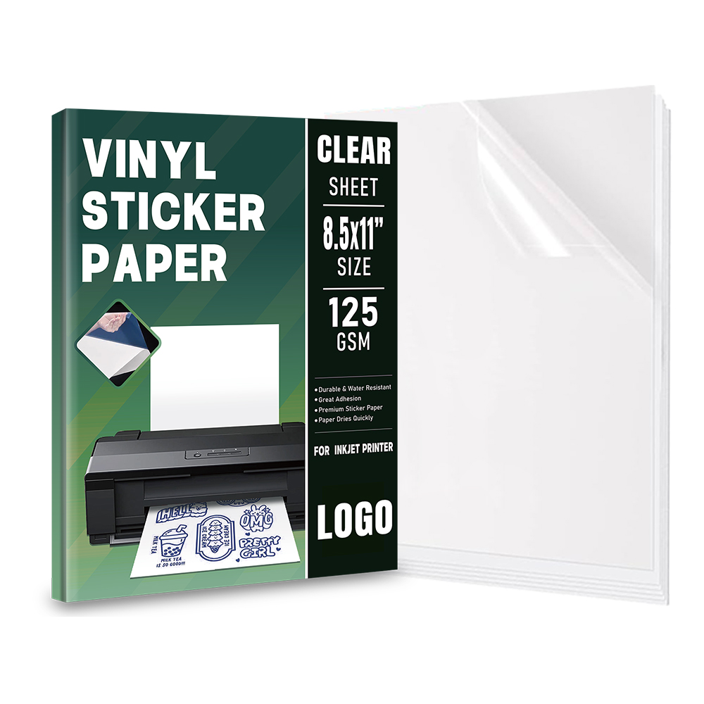 Papel vinílico Inkjet totalmente transparente para adesivos personalizados