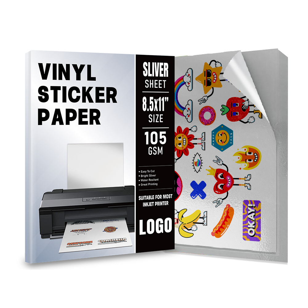 Papel adesivo de vinil prateado