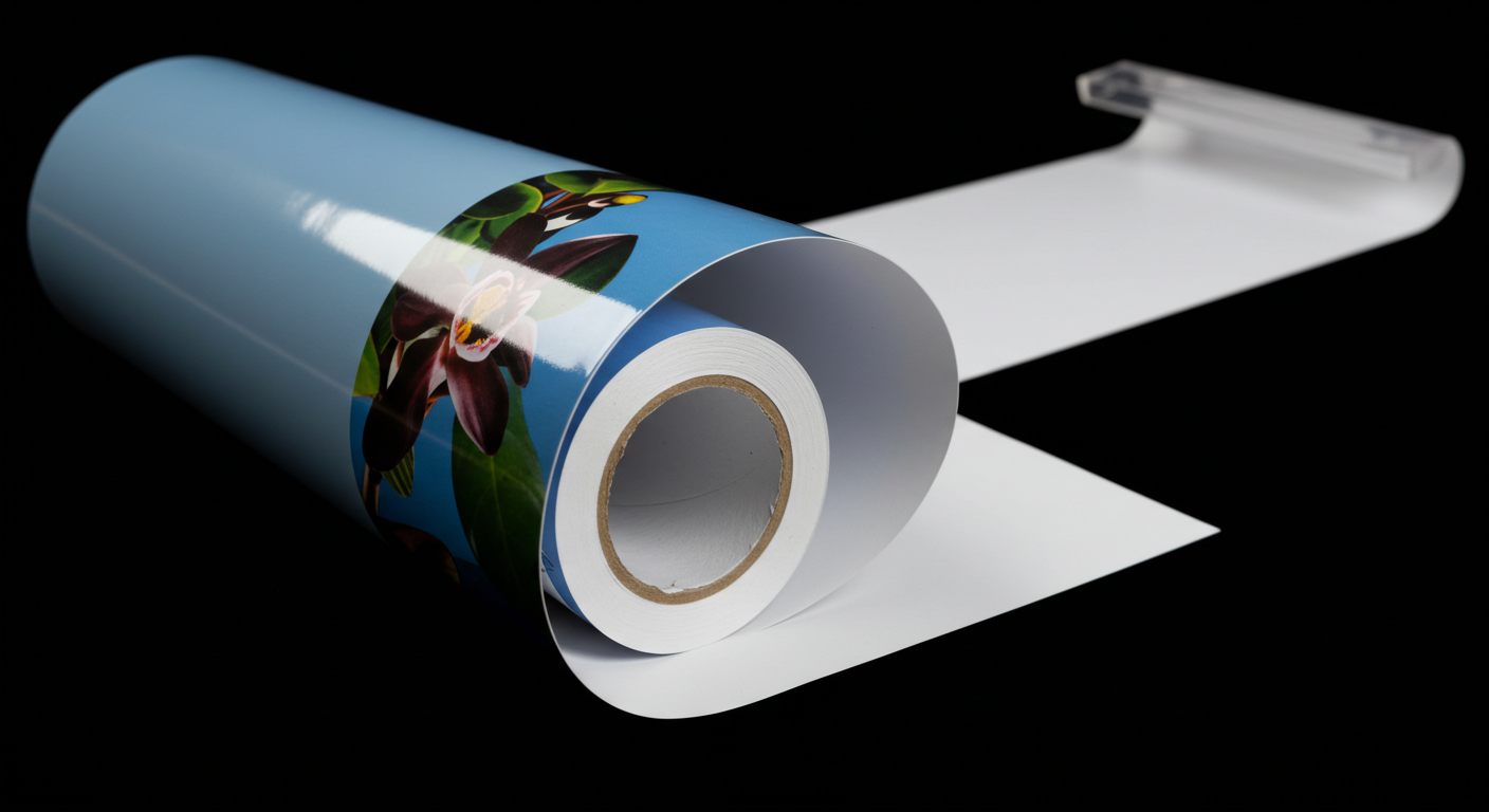 Papel adesivo vinílico jato de tinta brilhante