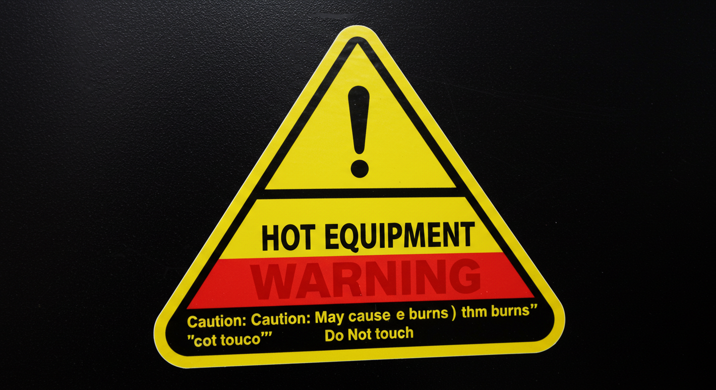 Adesivo de aviso de equipamento quente