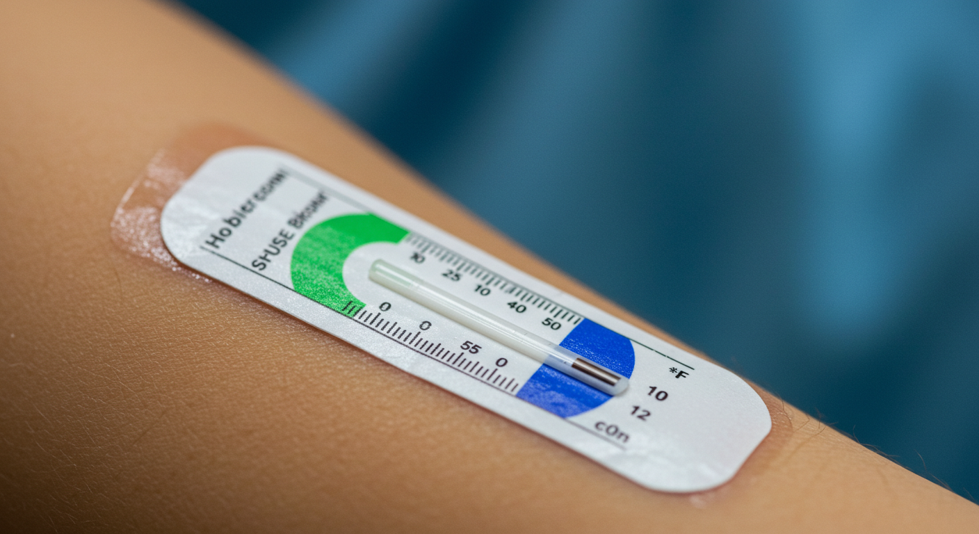 Adesivo de indicador de temperatura médica