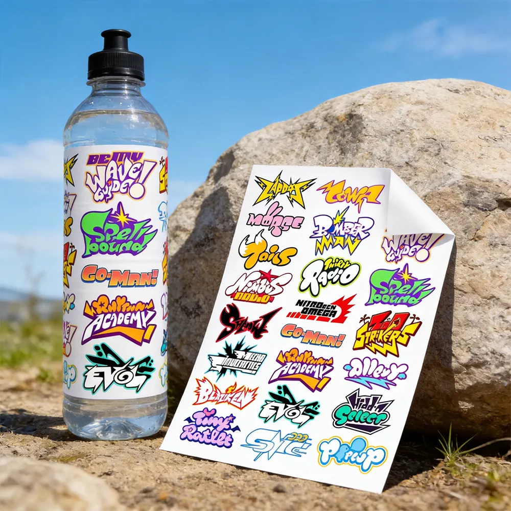Papel adesivo vinílico de garrafa de água