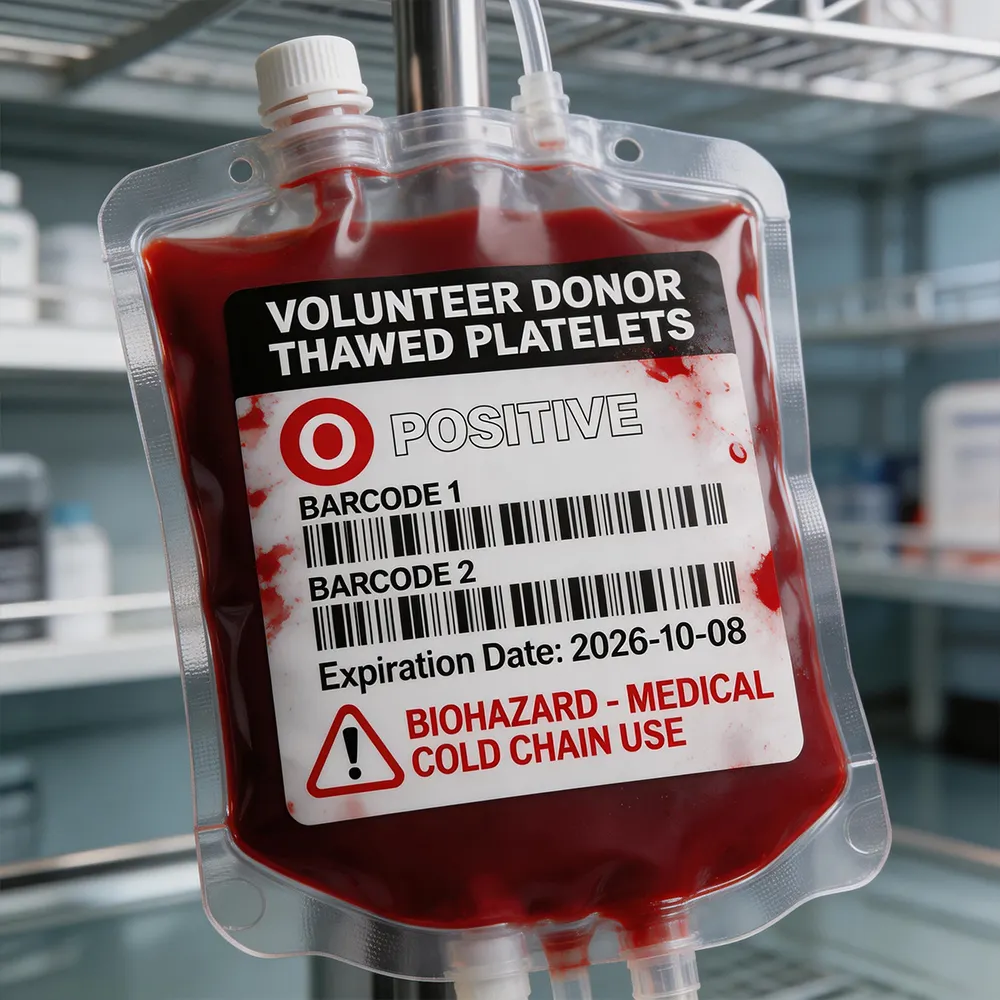 Adesivo durável para saco de sangue