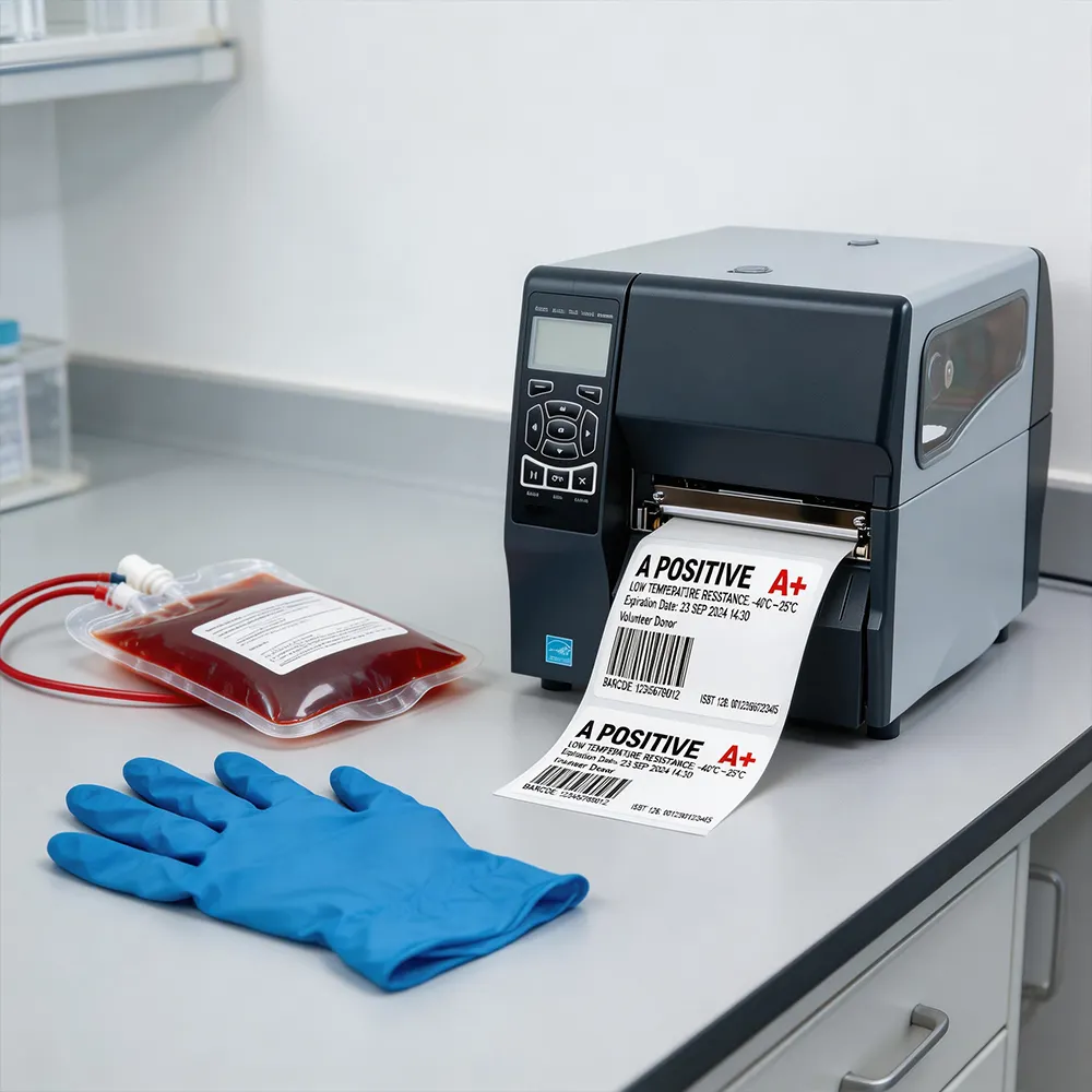 Etiqueta adesiva para banco de sangue