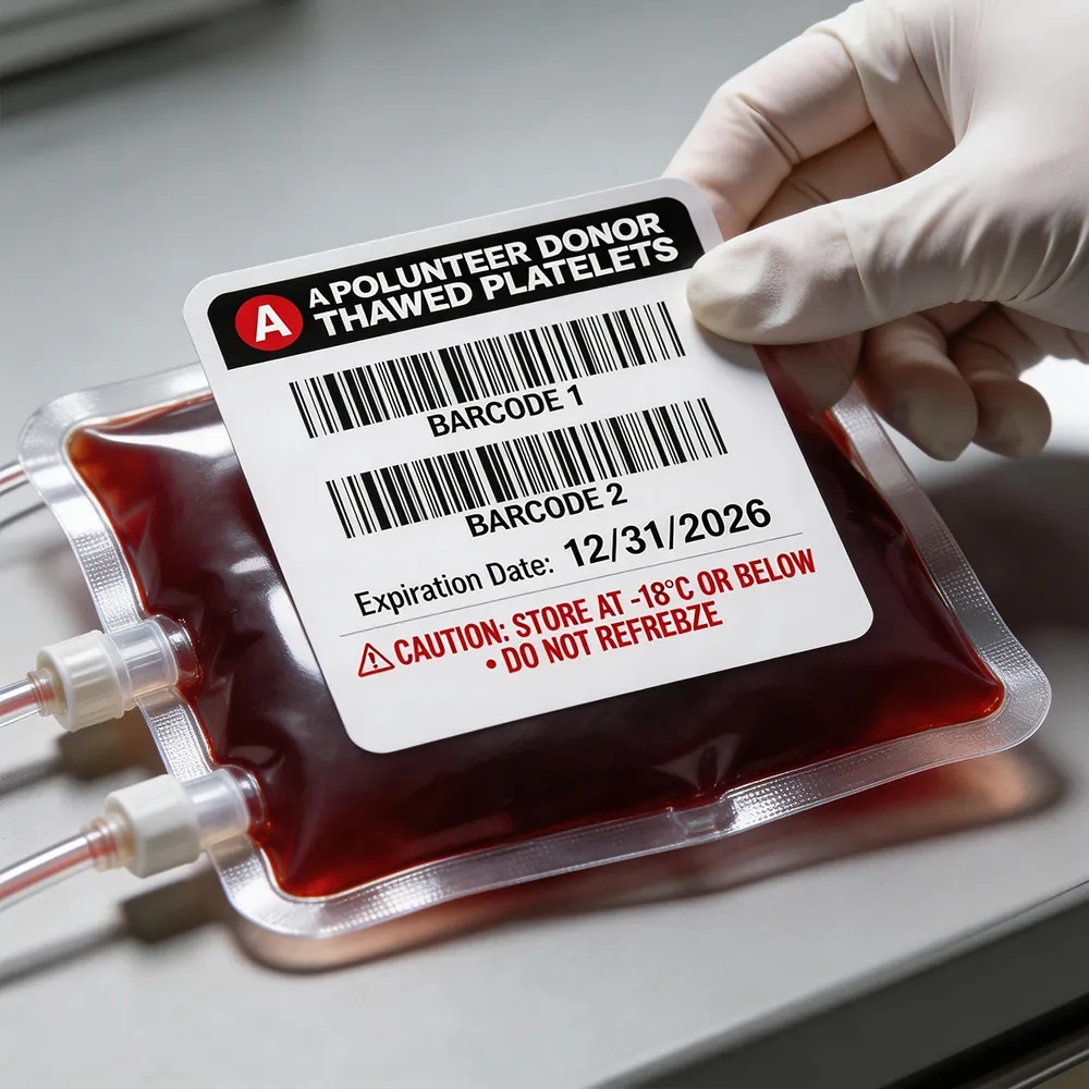 Etiqueta de identificação do saco de sangue