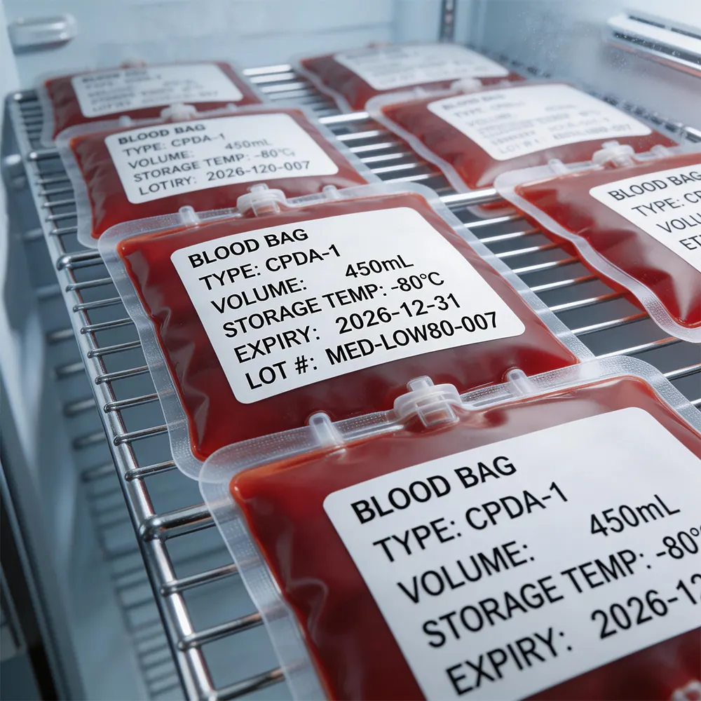 Rótulo de sangue congelado profundo