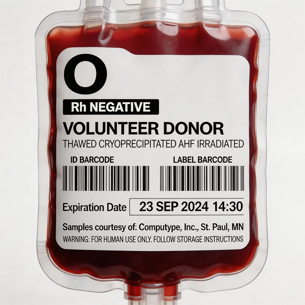 Rótulo sanguíneo hospitalar
