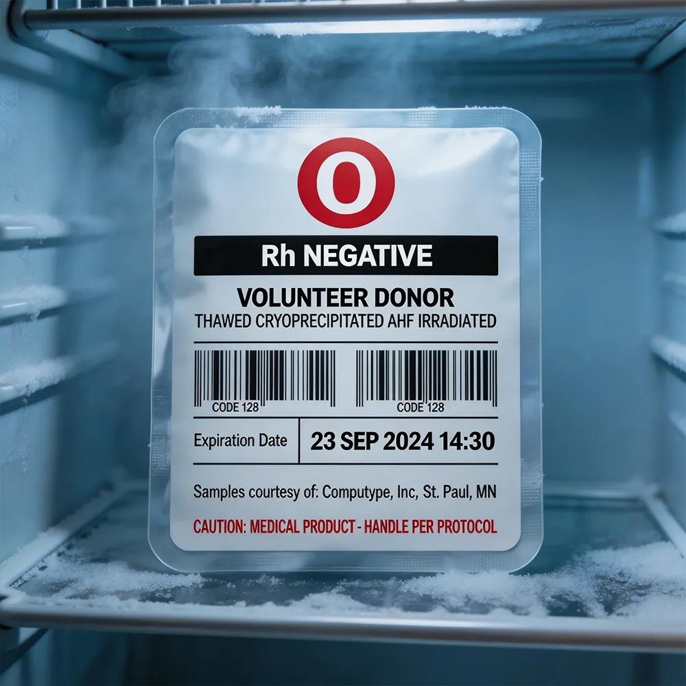 Etiqueta de sangue hospitalar