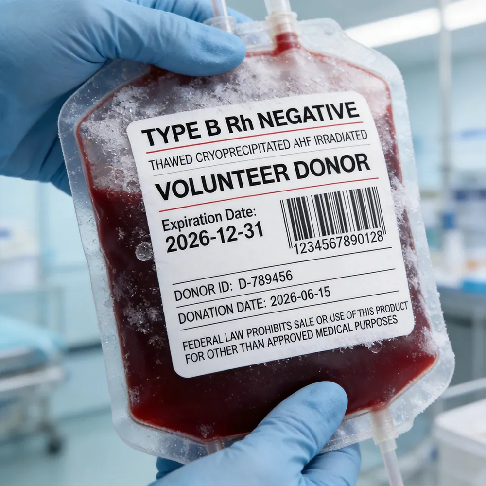 Rótulo de transfusão médica