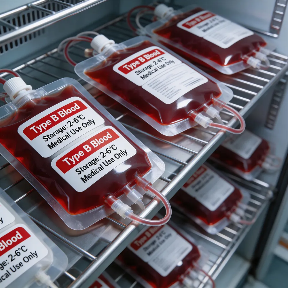 Rótulo de sangue do freezer