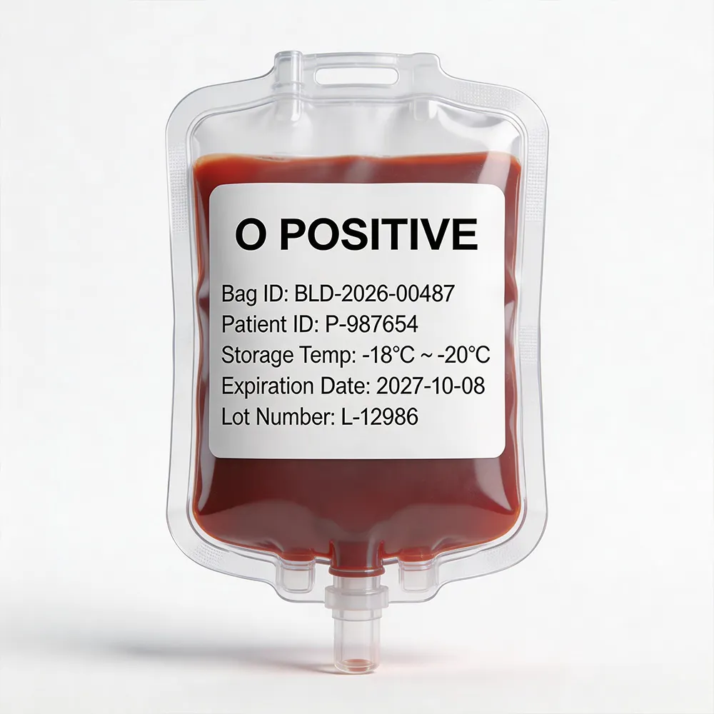 Etiquetas de armazenamento de sangue hospitalar