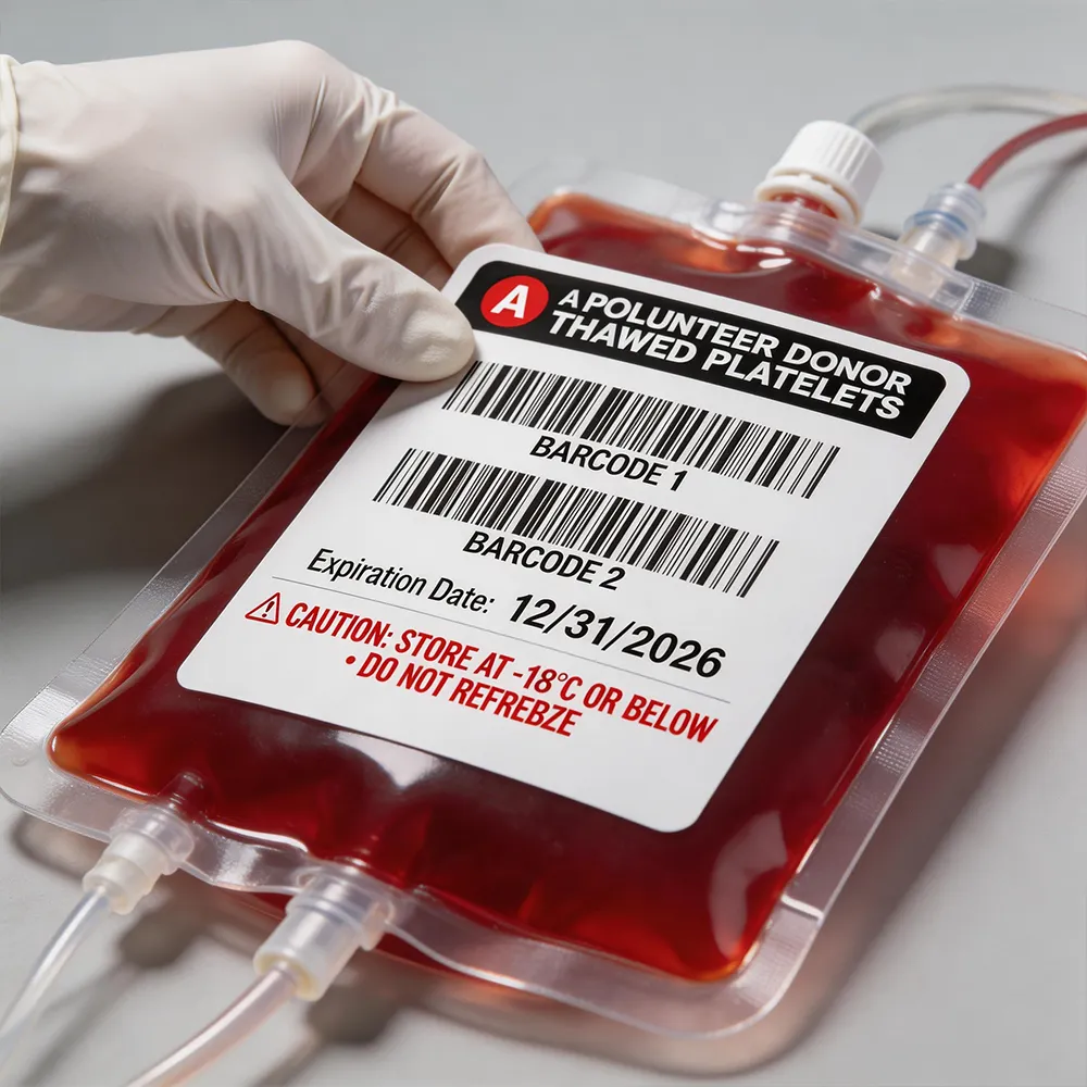 Etiqueta de identificação do saco de sangue
