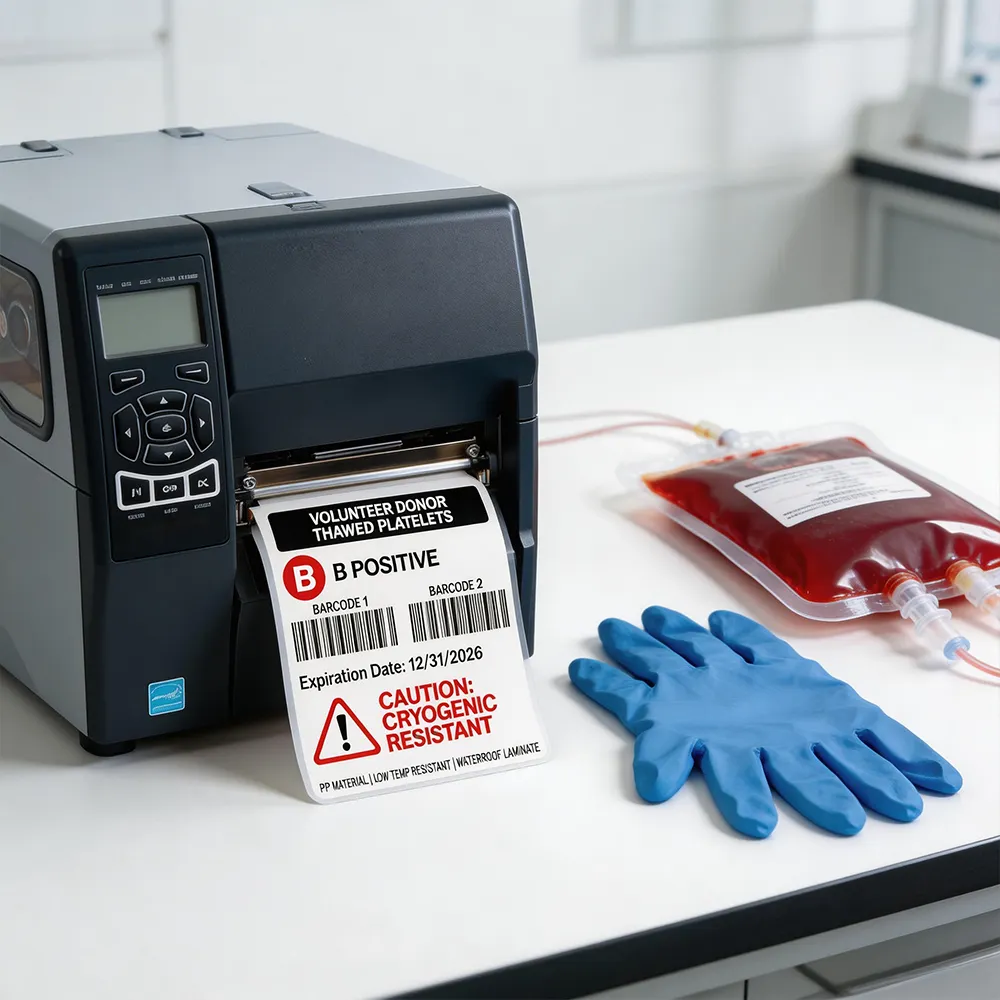 Etiqueta de identificação do saco de sangue