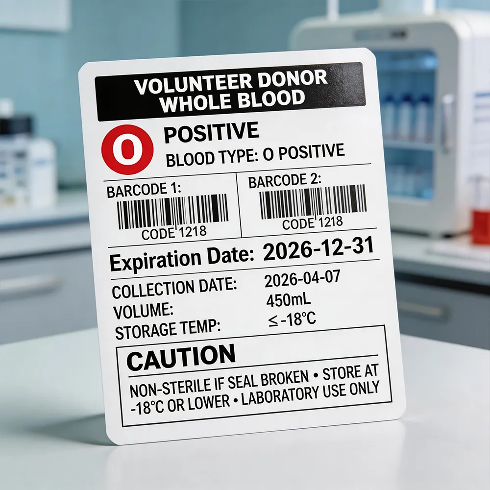 Rótulo Durável de Bolsa de Sangue