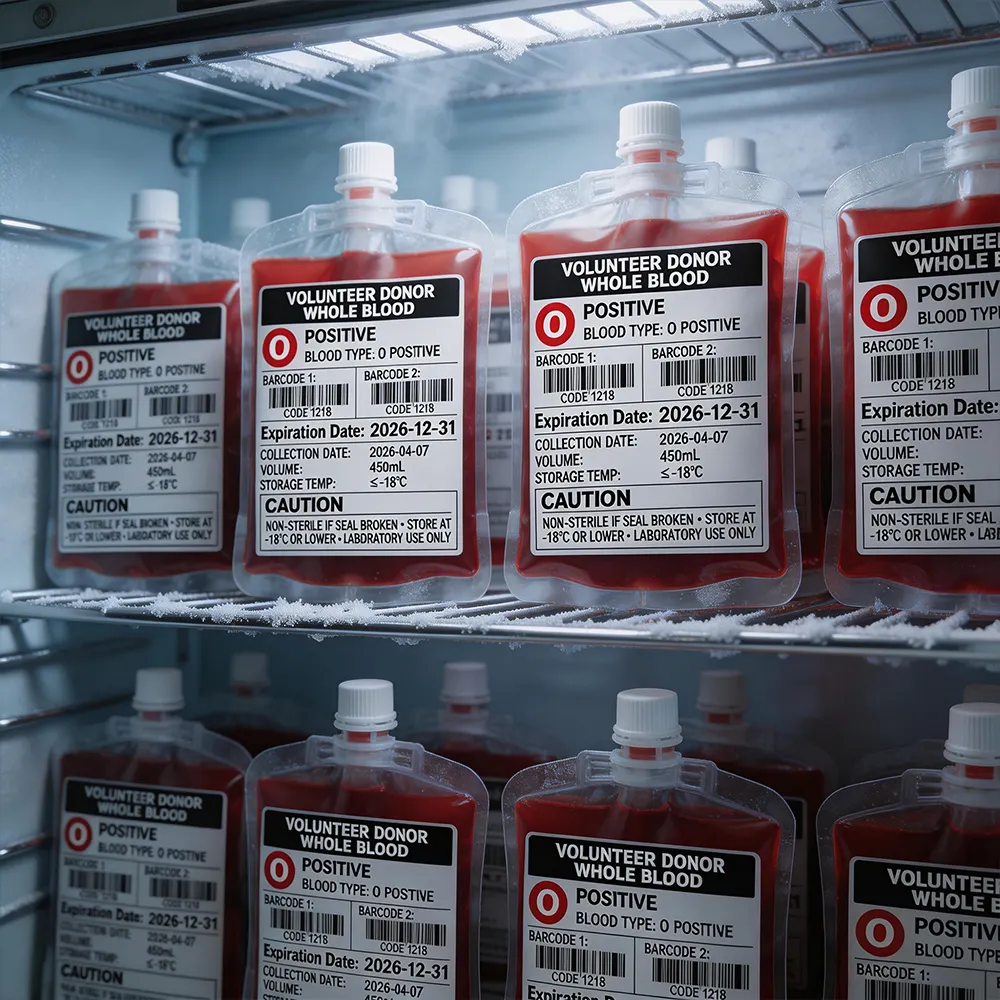 Etiqueta da bolsa clínica de sangue