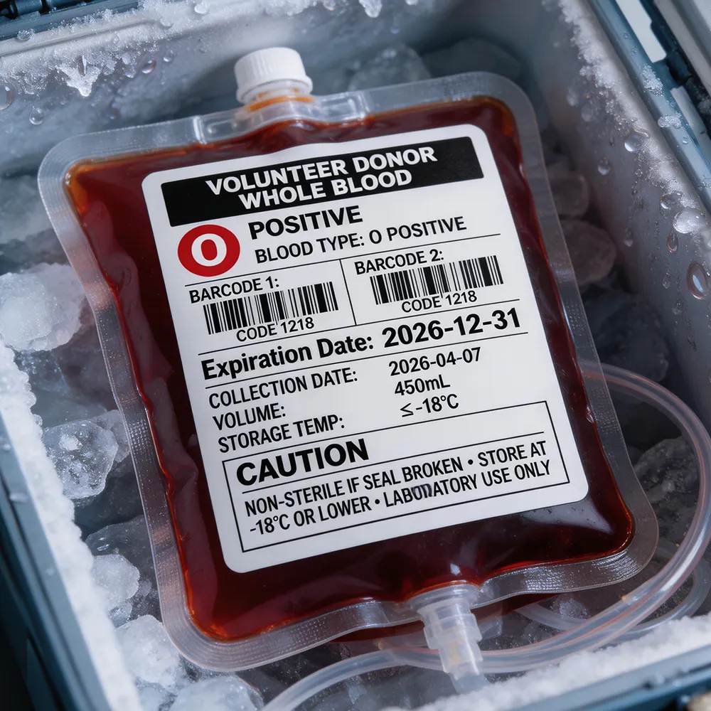 Etiqueta de Bolsa de Sangue à Prova de Geada