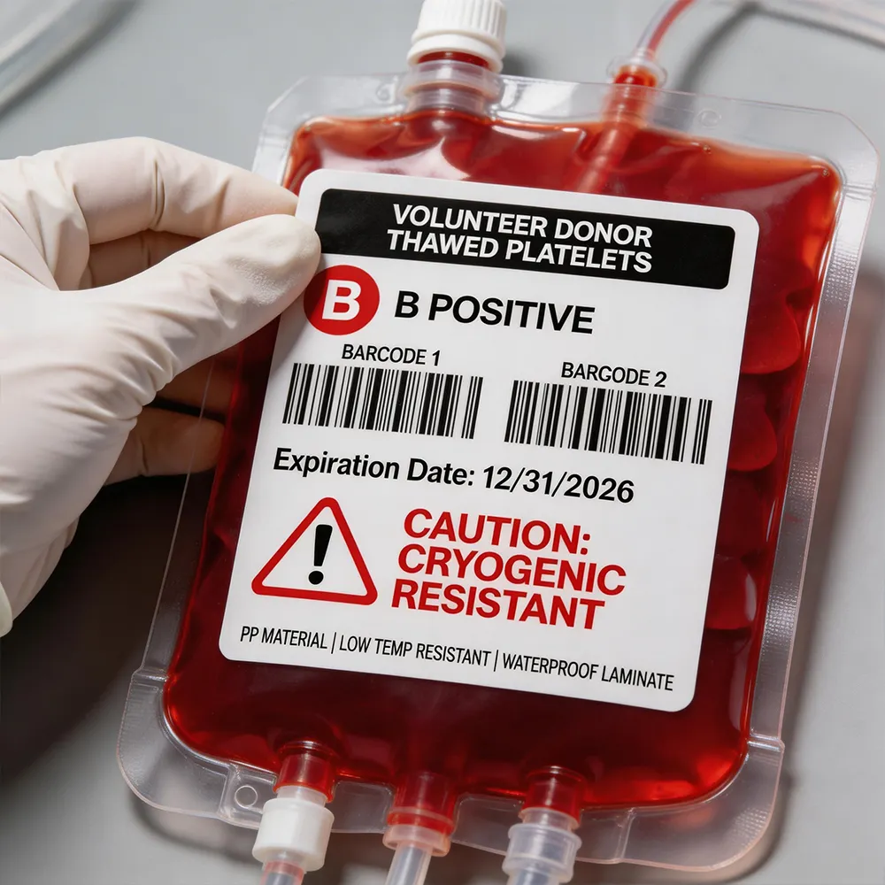 Etiqueta de identificação do saco de sangue