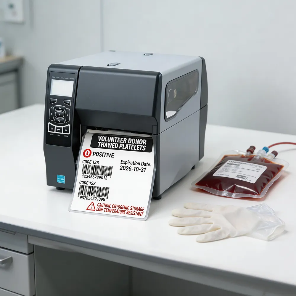 Etiqueta de identificação do saco de sangue