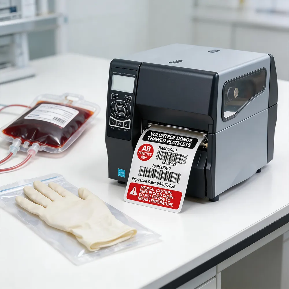Etiqueta de identificação do saco de sangue