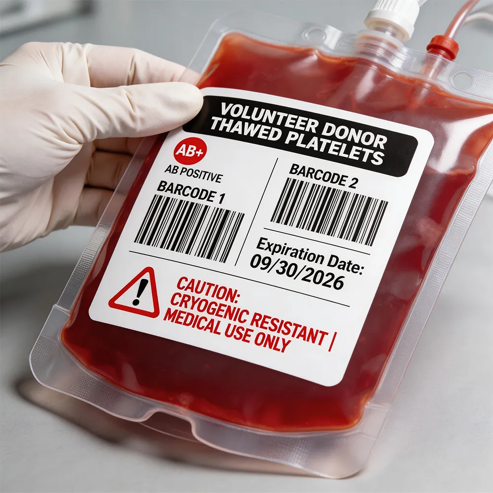 Rótulo Durável de Bolsa de Sangue