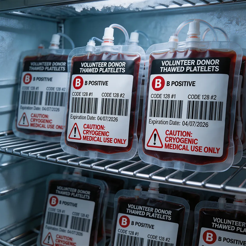 Etiqueta de identificação do saco de sangue