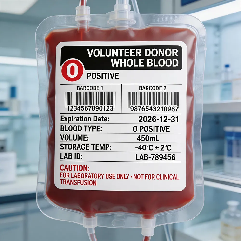 Etiqueta de Armazenamento a Frio de Amostras de Sangue