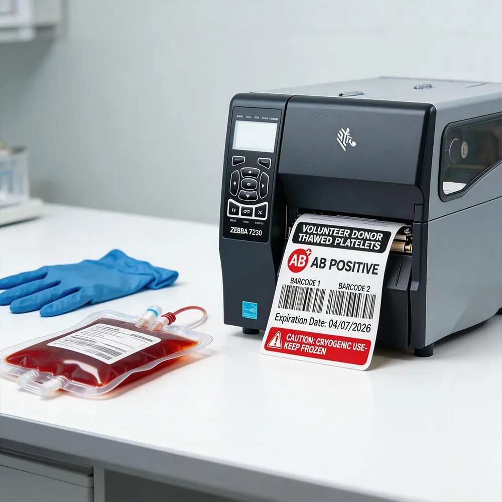 Etiqueta de identificação do saco de sangue