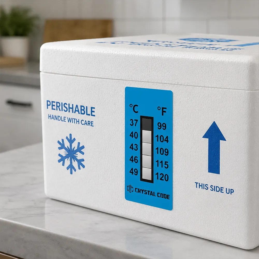 Rótulo de monitoramento de temperatura de alimentos congelados
