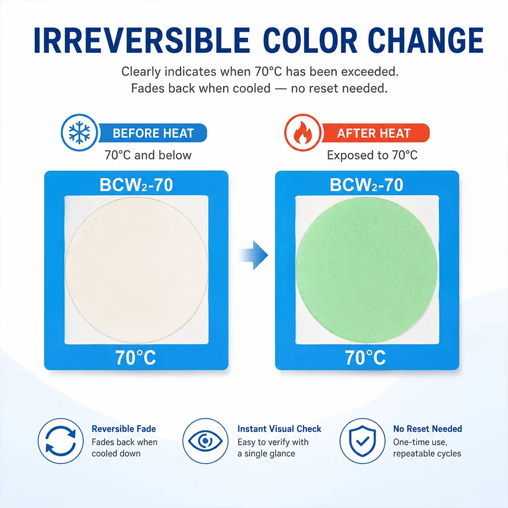 storage temperature indicator label