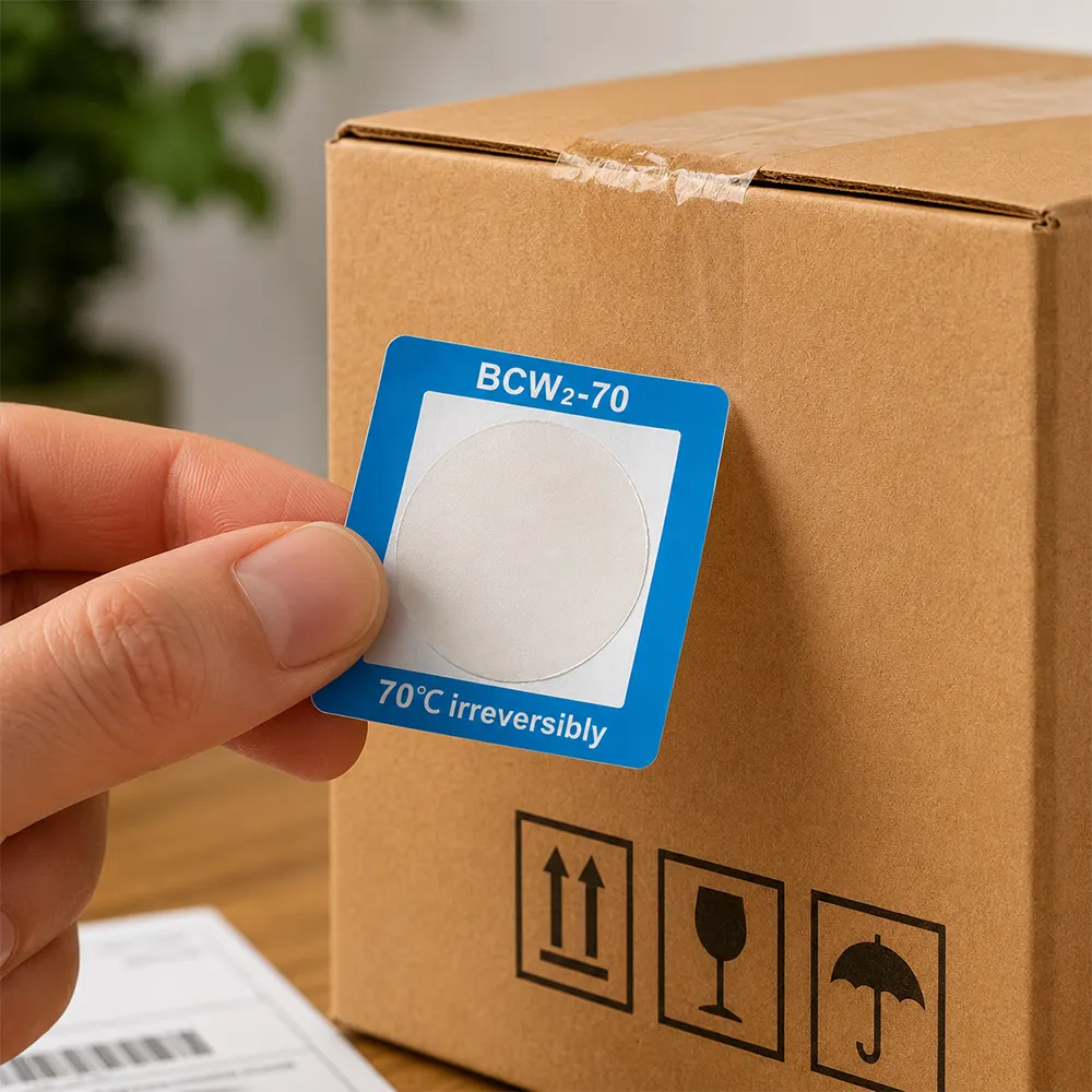 storage temperature indicator label
